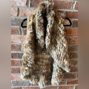 Greylin Rabbit Fur Vest in Brown and Cream size medium